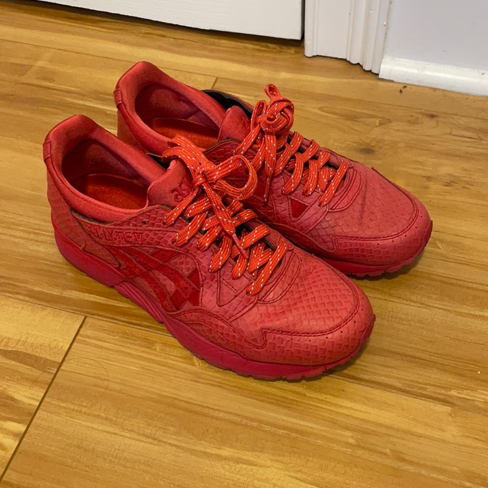 All red snake skin ASICS gel lyte V